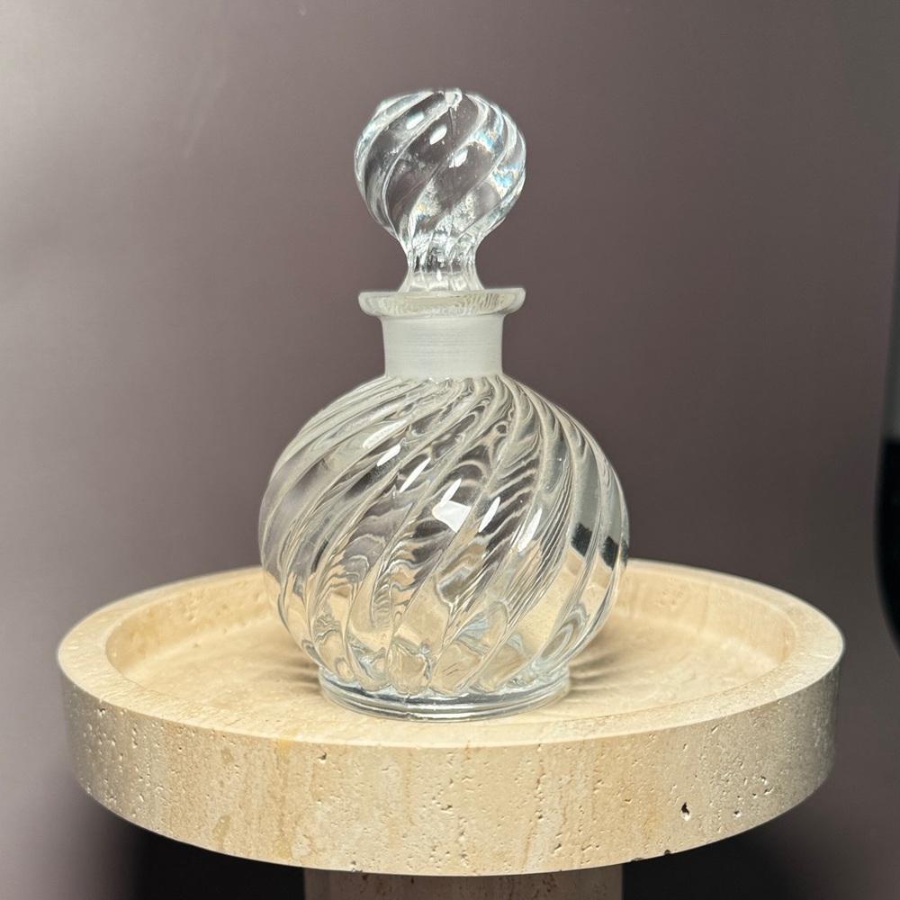 Vintage Czech Clear Swirl Glass Perfume Bottle with Stopper